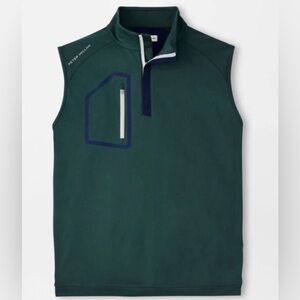 Peter Millar Forge Performance 1/4 Zip Vest Mens XL Balsam Green NWT